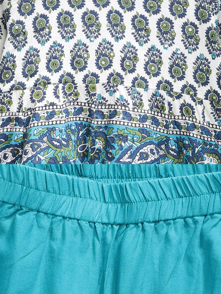 Kids Girls Kalidar Three-Fourth Teal Skd
