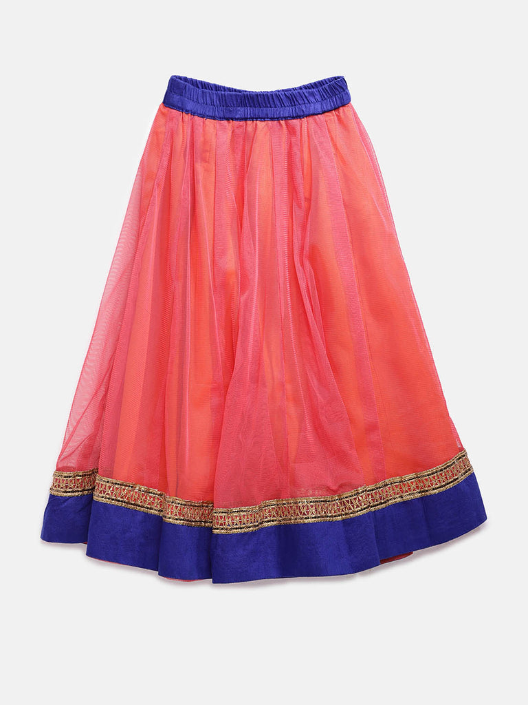 Kids Girls Flared Sleeveless Black Lehenga Set