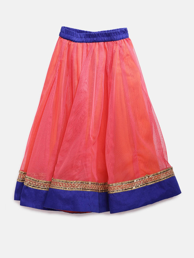 Kids Girls Flared Sleeveless Black Lehenga Set