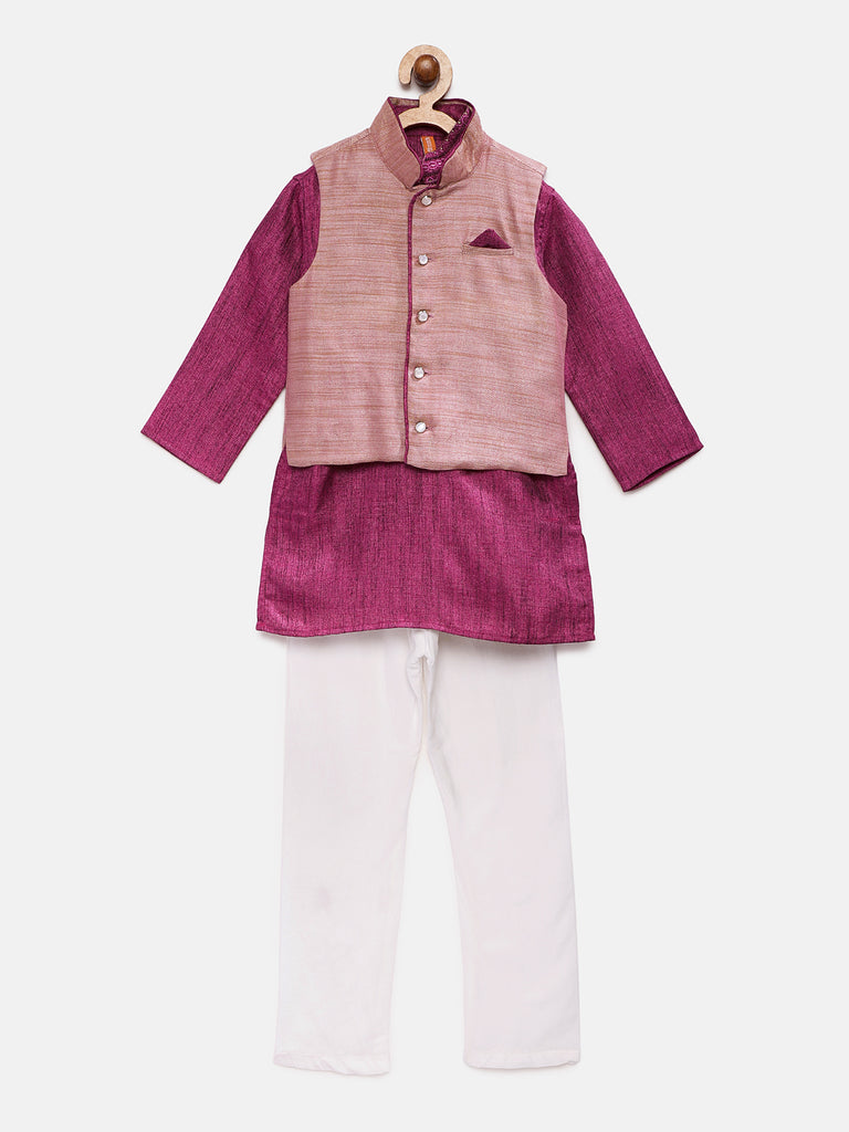 Kids Boys Straight Full Sleeve Magenta Kpj Set