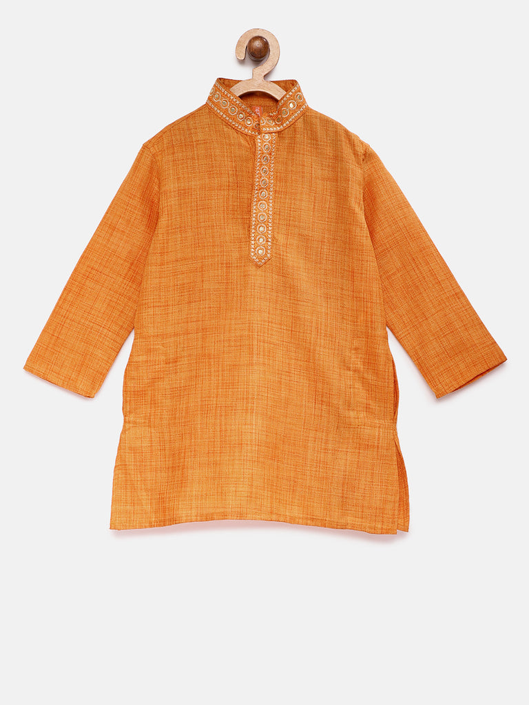 Kids Boys Straight Full Sleeve Mustard Kpj Set