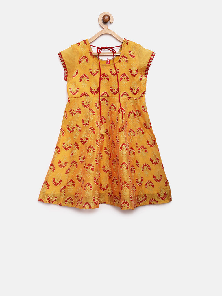 Kids Girls Kalidar Half Sleeve Mustard Skd