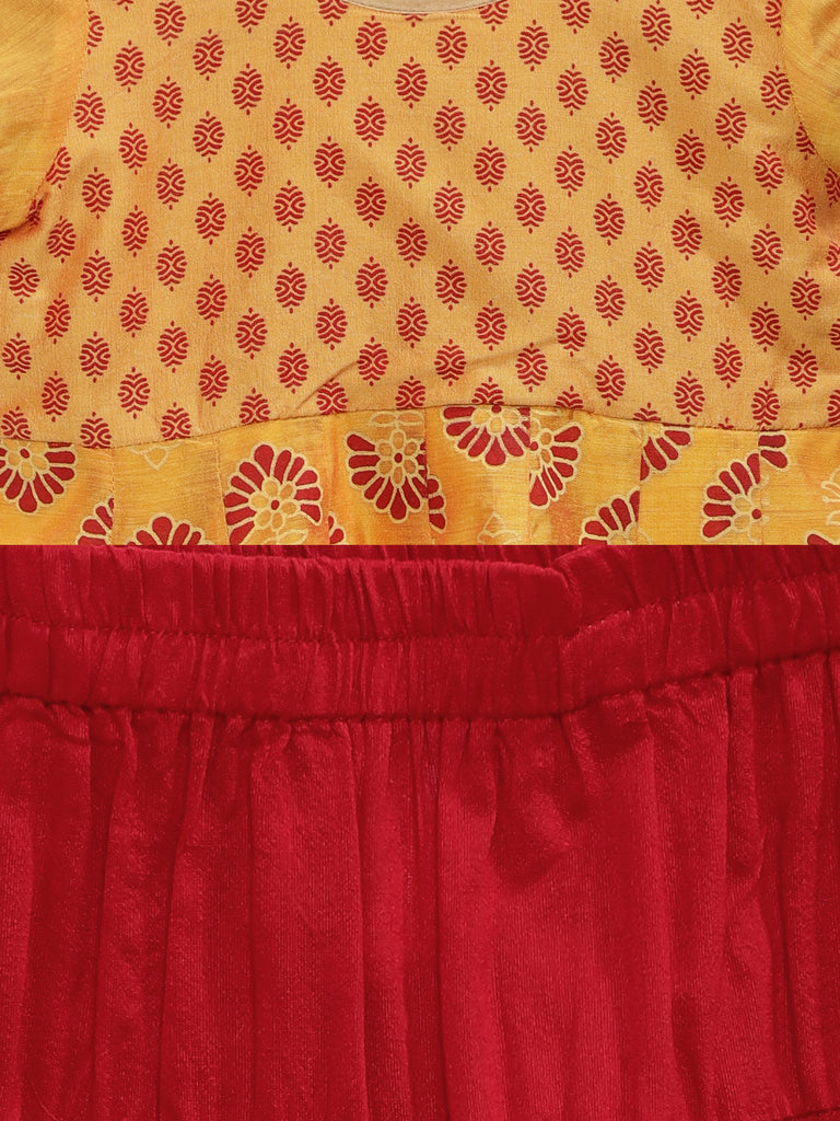 Kids Girls Kalidar Half Sleeve Mustard Skd