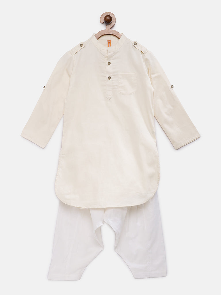 Kids Boys Straight Full Sleeve Beige Kp Set