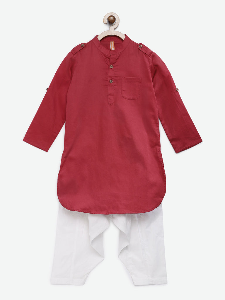 Kids Boys Straight Full Sleeve Maroon Kp Set