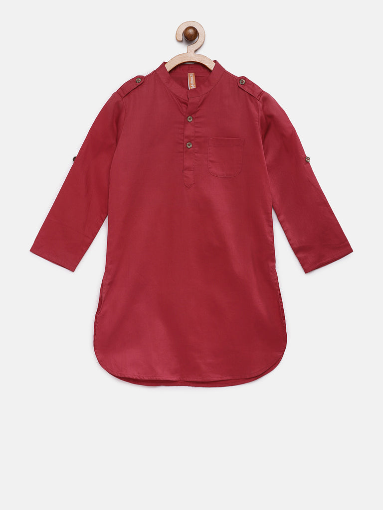 Kids Boys Straight Full Sleeve Maroon Kp Set