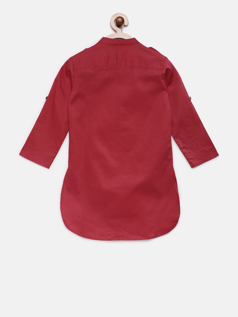 Kids Boys Straight Full Sleeve Maroon Kp Set