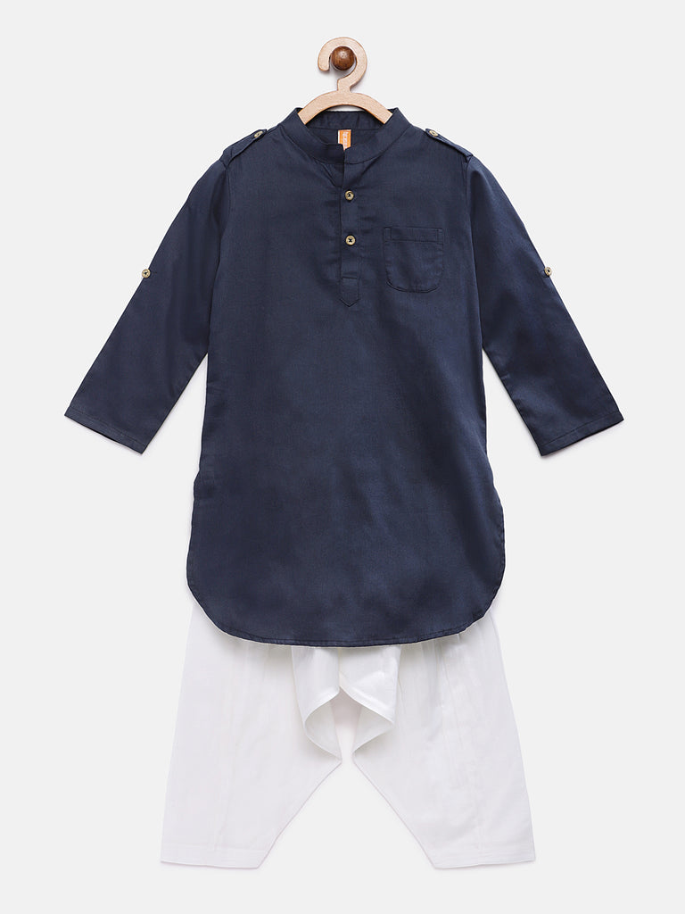 Kids Boys Straight Full Sleeve Navy Kp Set