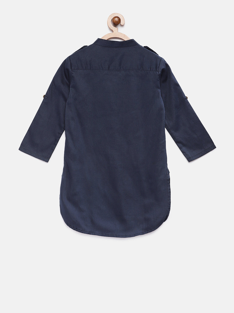 Kids Boys Straight Full Sleeve Navy Kp Set