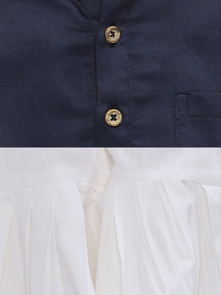 Kids Boys Straight Full Sleeve Navy Kp Set