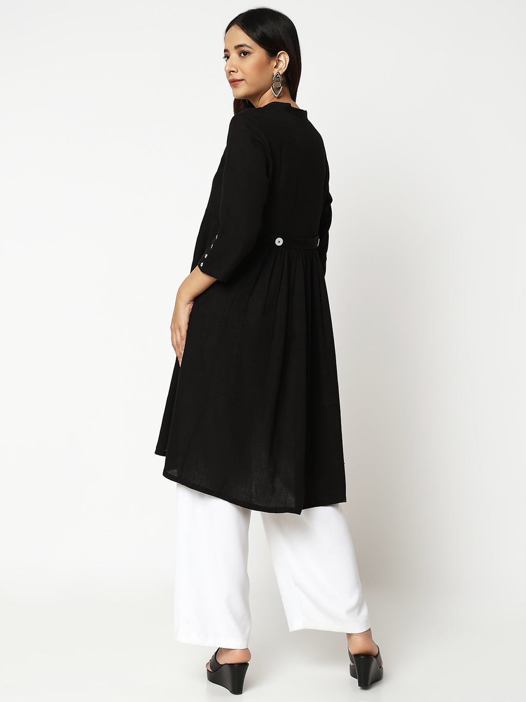 Women Wearing Comfort Fit Embroidered Kurta
