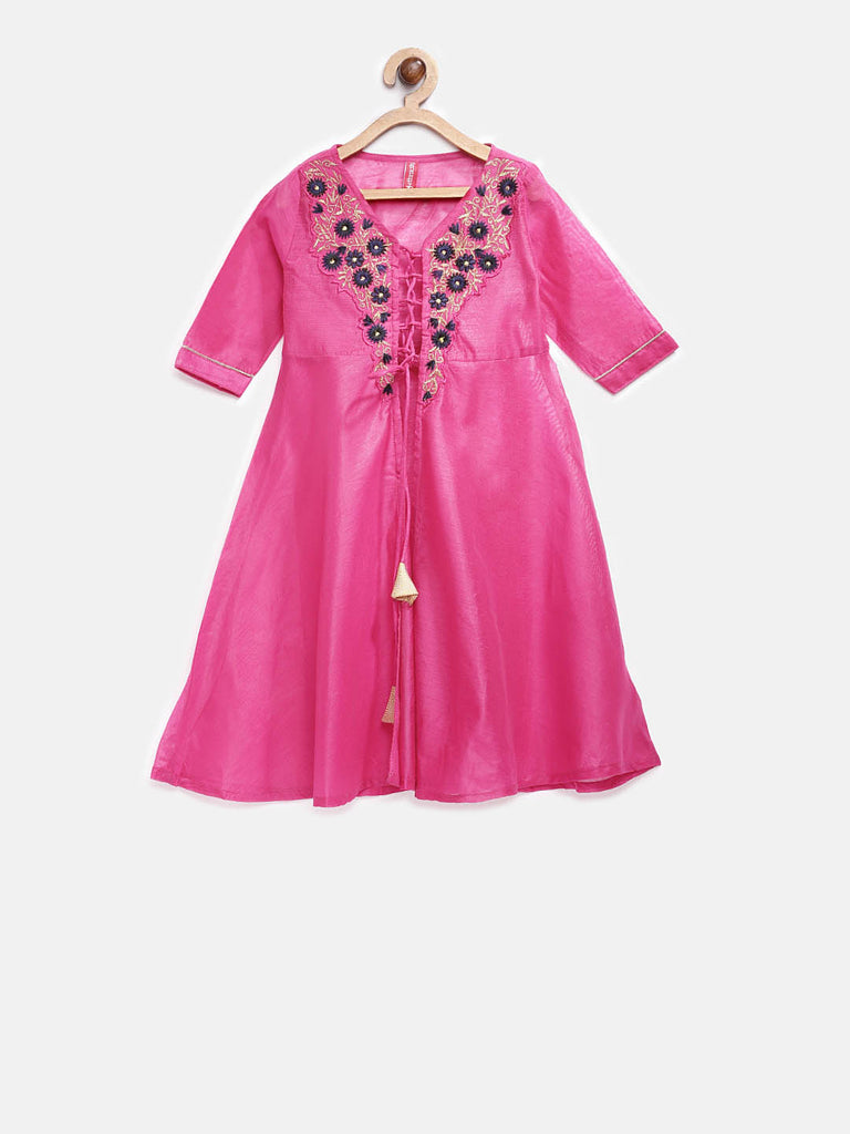 Kids Girls A Line Sleeveless Purple Lehenga Set