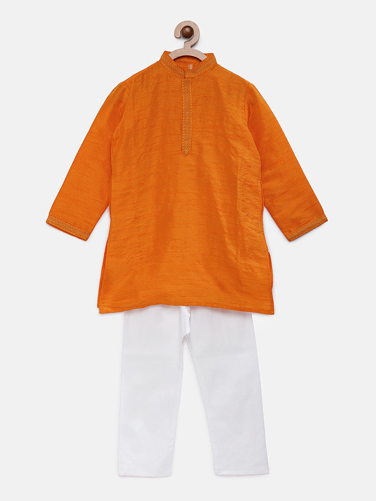 Kids Boys Straight Full Sleeve Orange Kp Set