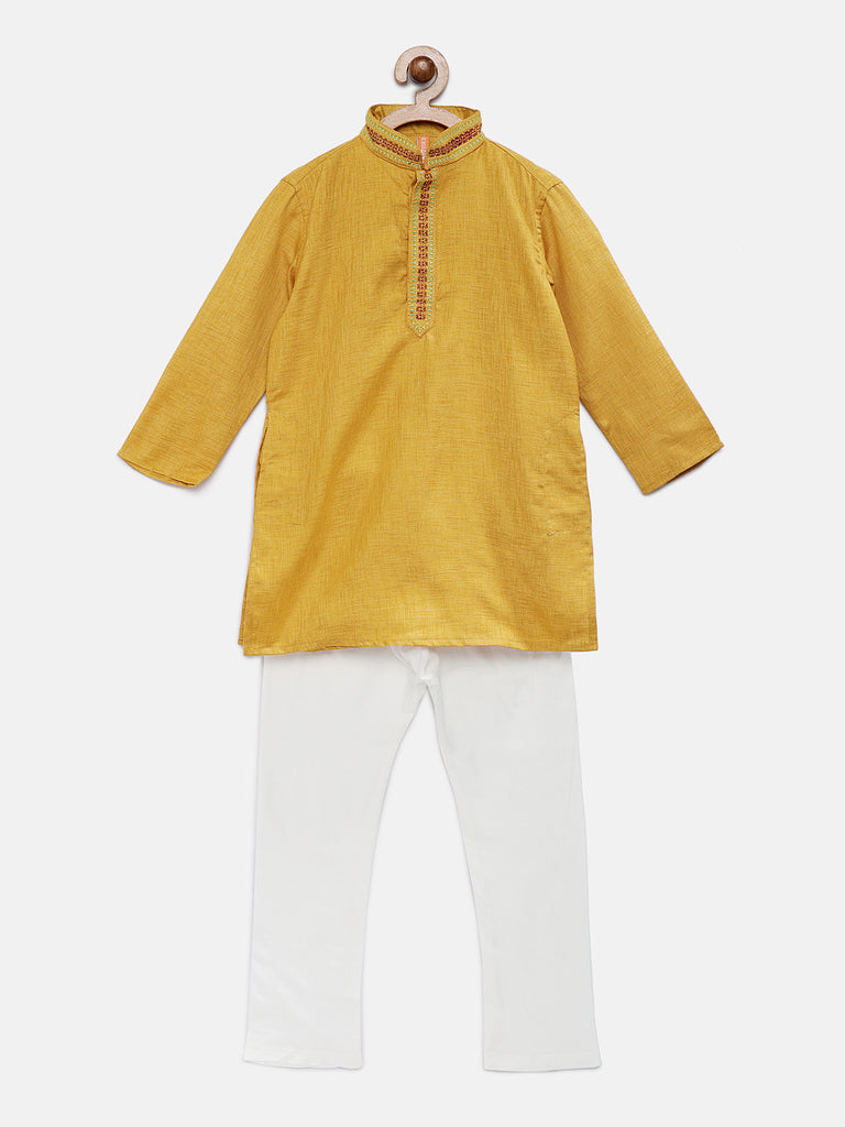 Kids Boys Straight Full Sleeve Yellow Kp Set