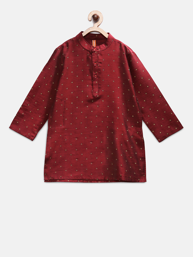 Kids Boys Straight Full Sleeve Maroon Kurta