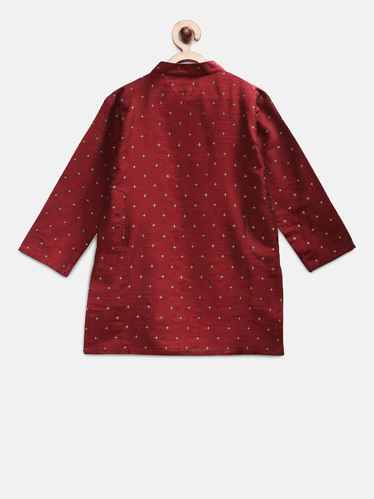 Kids Boys Straight Full Sleeve Maroon Kurta