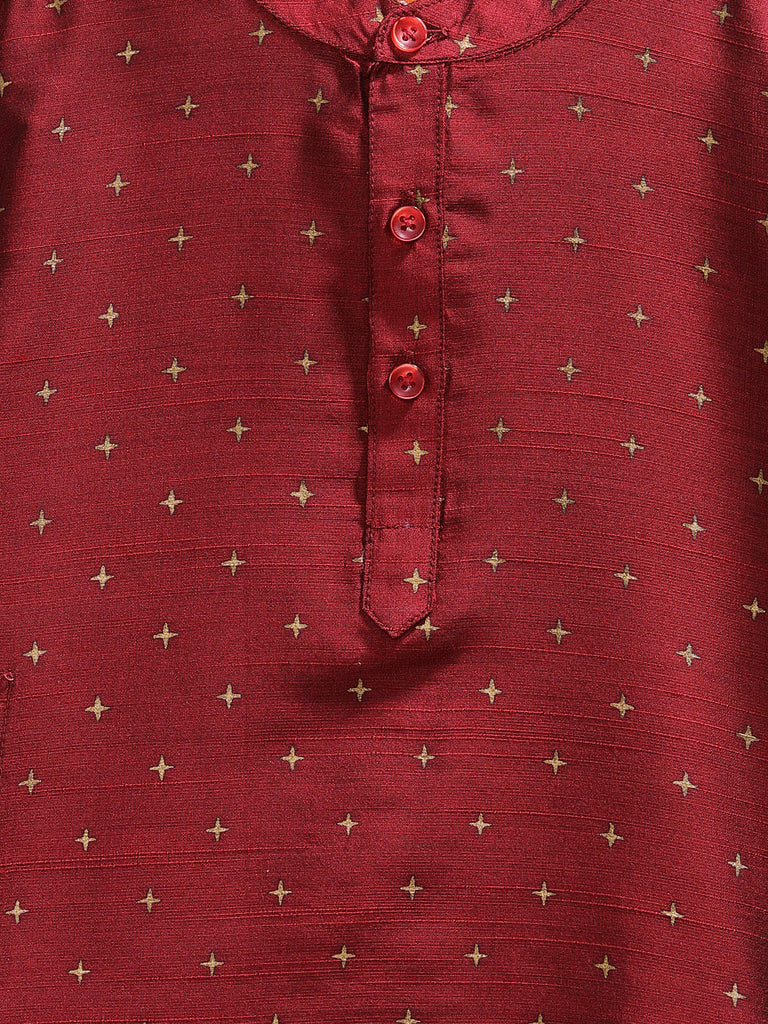 Kids Boys Straight Full Sleeve Maroon Kurta