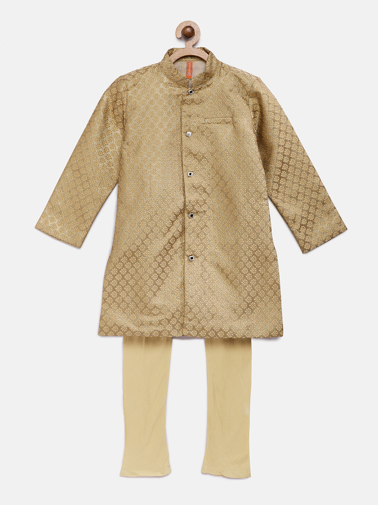 Kids Boys Straight Full Sleeve Beige Kp Set