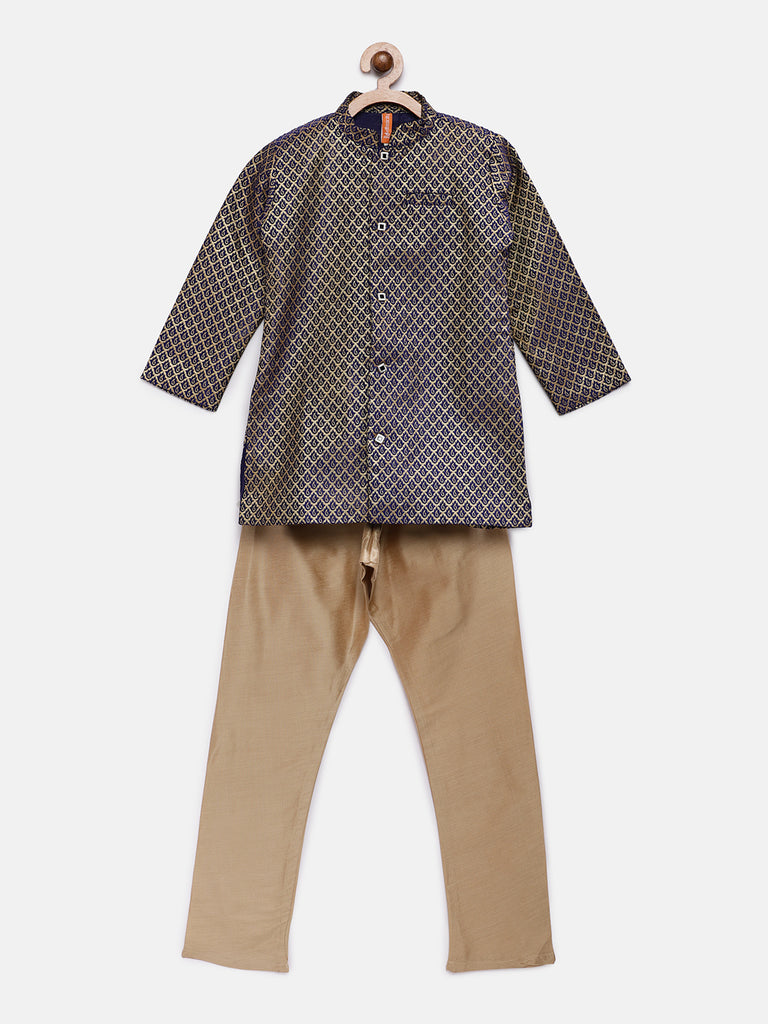 Kids Boys Straight Full Sleeve Navy Kp Set