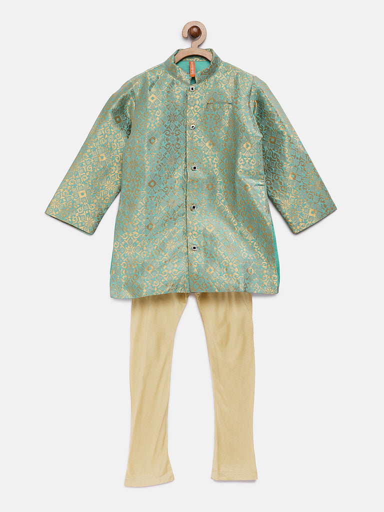 Kids Boys Straight Full Sleeve Teal Kp Set