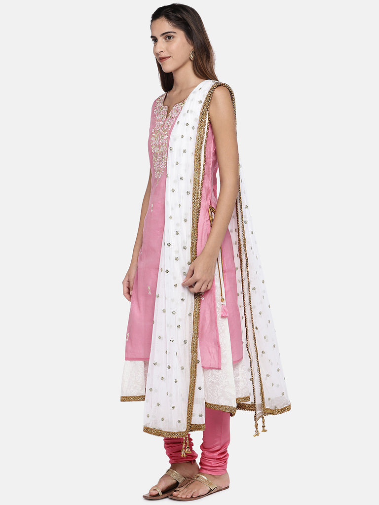 Women Twin Kurta Sleeveless Pink Skd