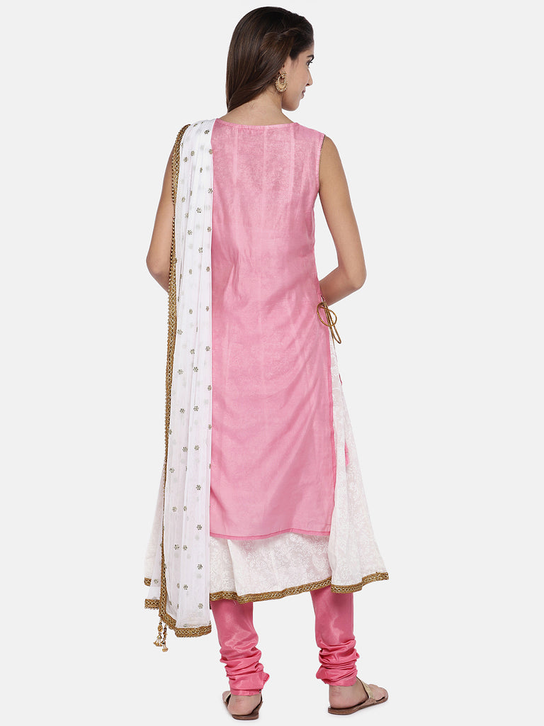 Women Twin Kurta Sleeveless Pink Skd