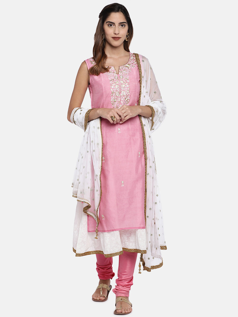 Women Twin Kurta Sleeveless Pink Skd