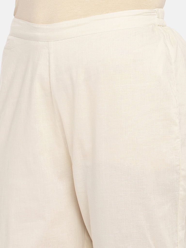 Women Regular Three-Fourth Off White Skd