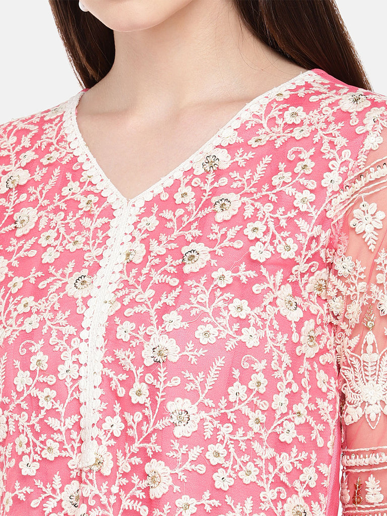 Women Straight Three-Fourth Pink Skd