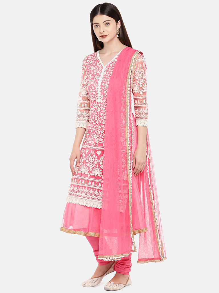 Women Straight Three-Fourth Pink Skd