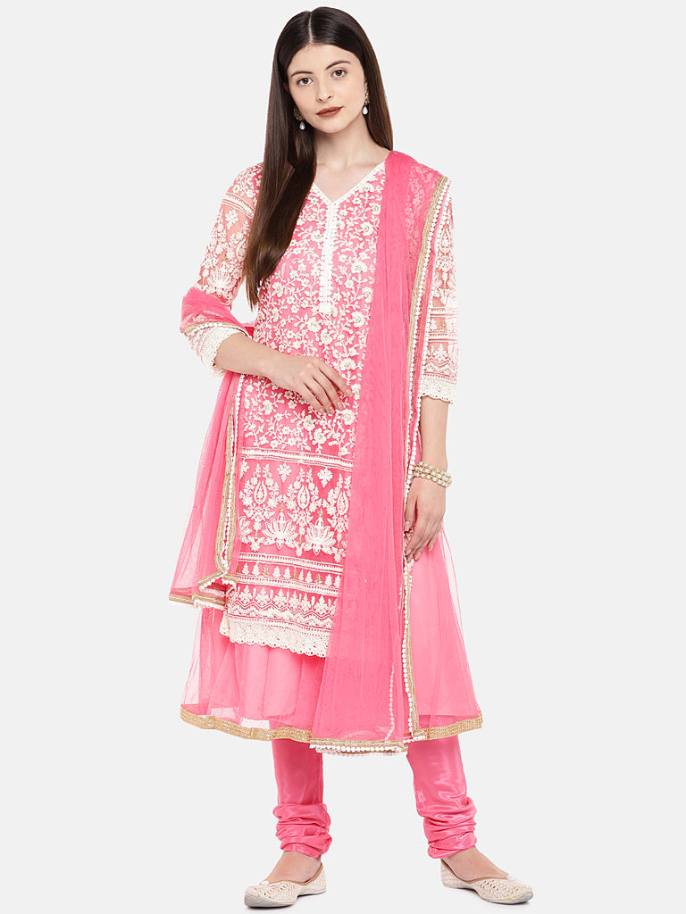 Women Straight Three-Fourth Pink Skd
