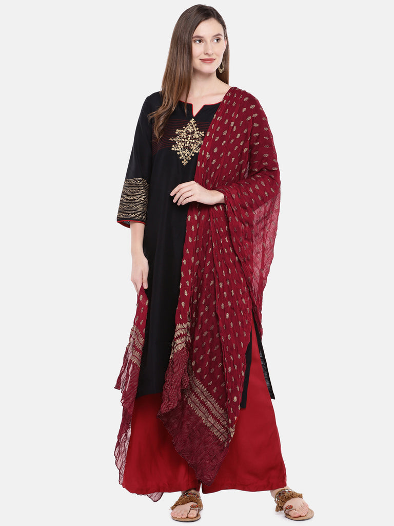 Core Women Maroon Dupatta