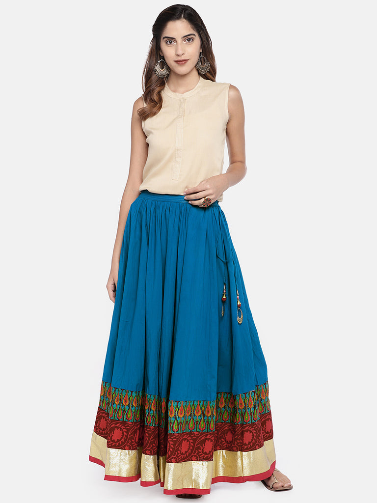 Women Flared Turquoise Skirt