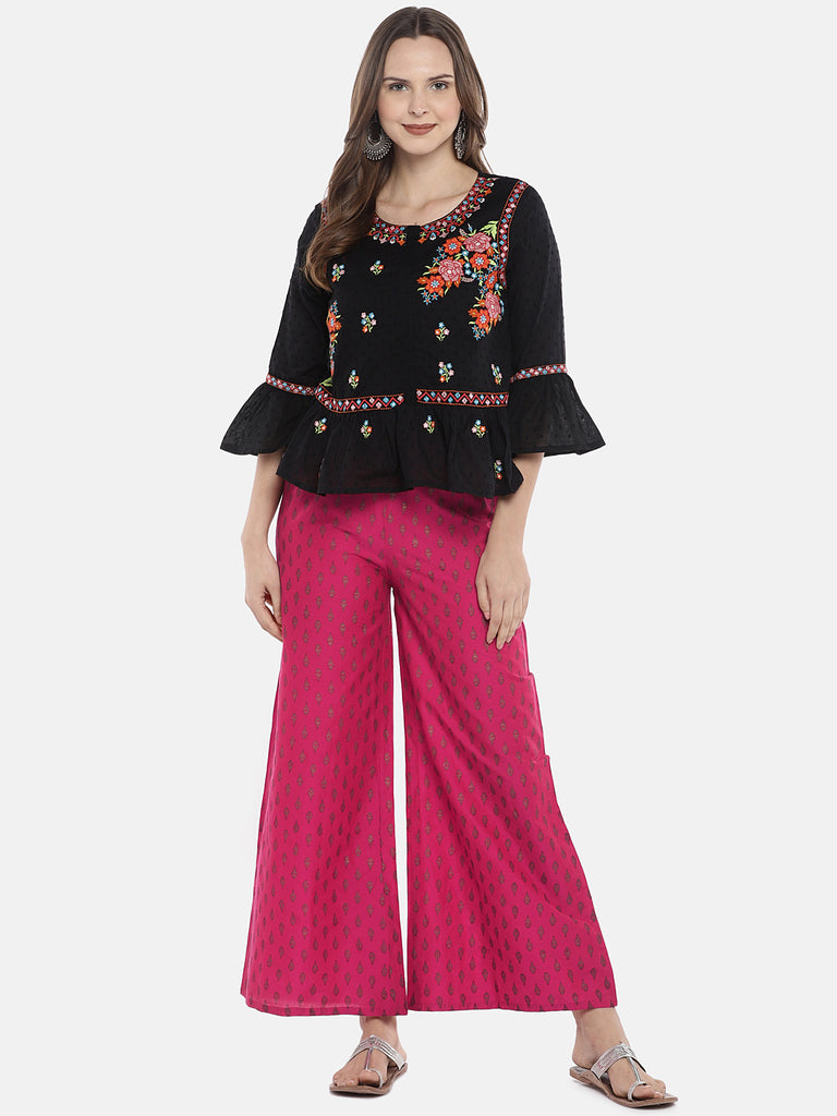 Women Flared Fuchsia Pallazzo