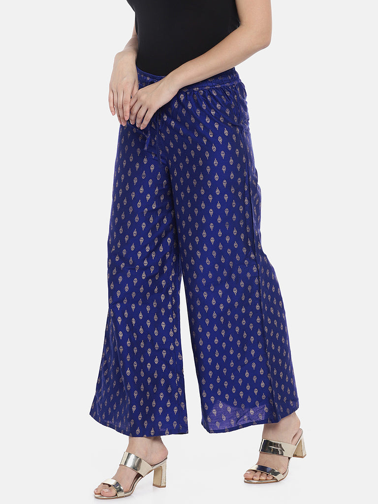 Women Flared Royal Blue Pallazzo