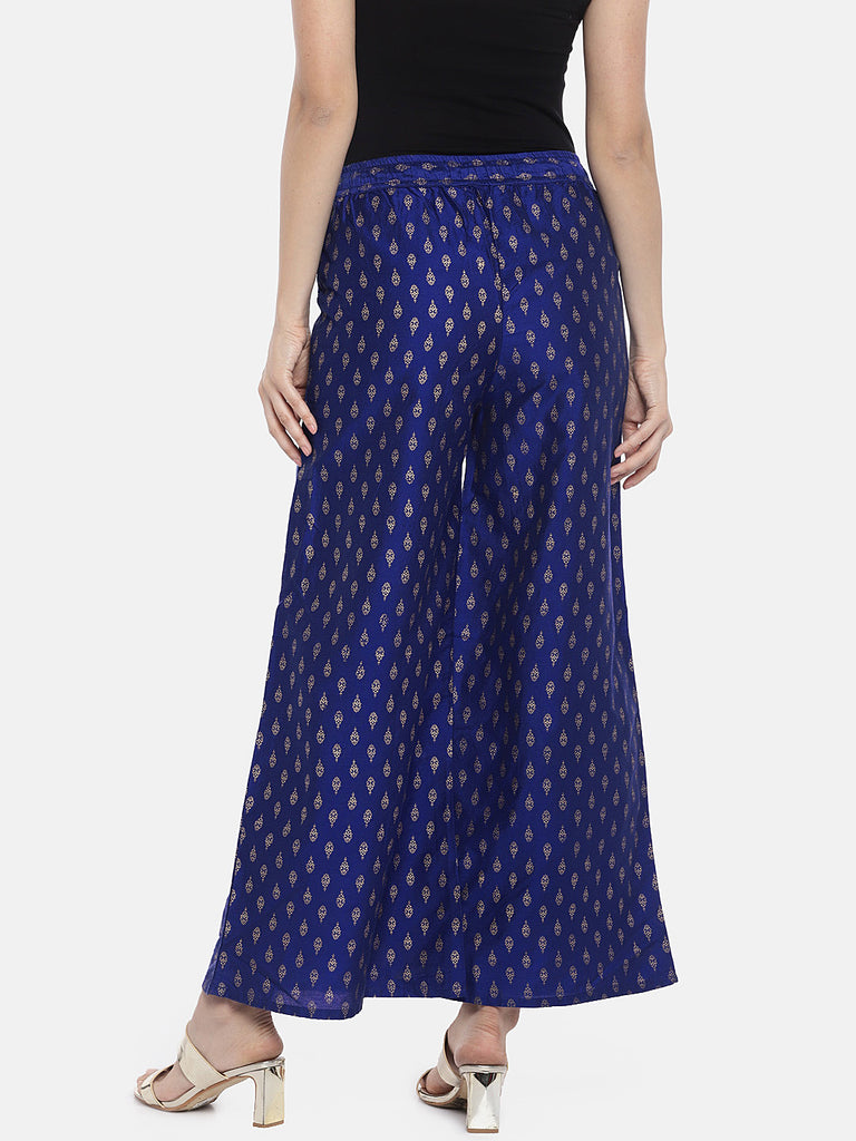 Women Flared Royal Blue Pallazzo