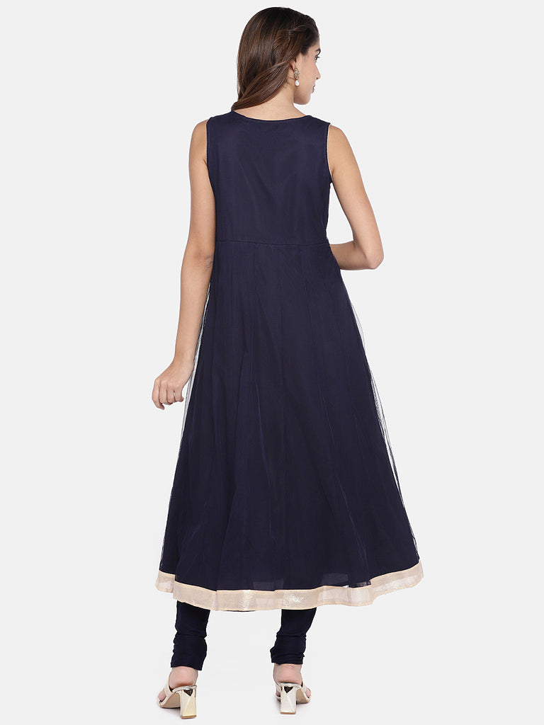 Women Kalidar Sleeveless Navy Skd