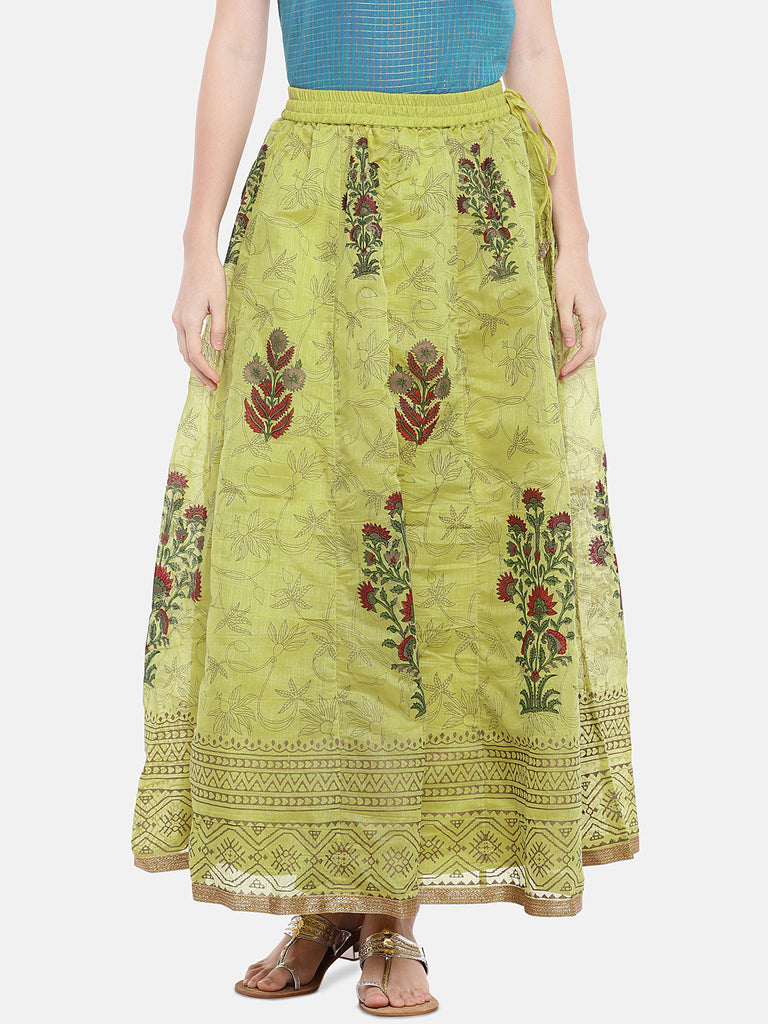 Women Kalidar Olive Skirt