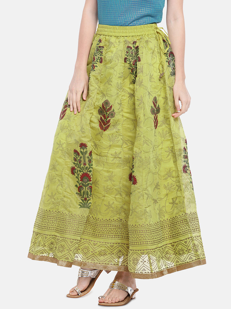 Women Kalidar Olive Skirt