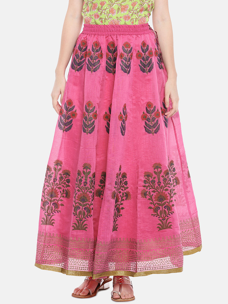 Women Kalidar Pink Skirt