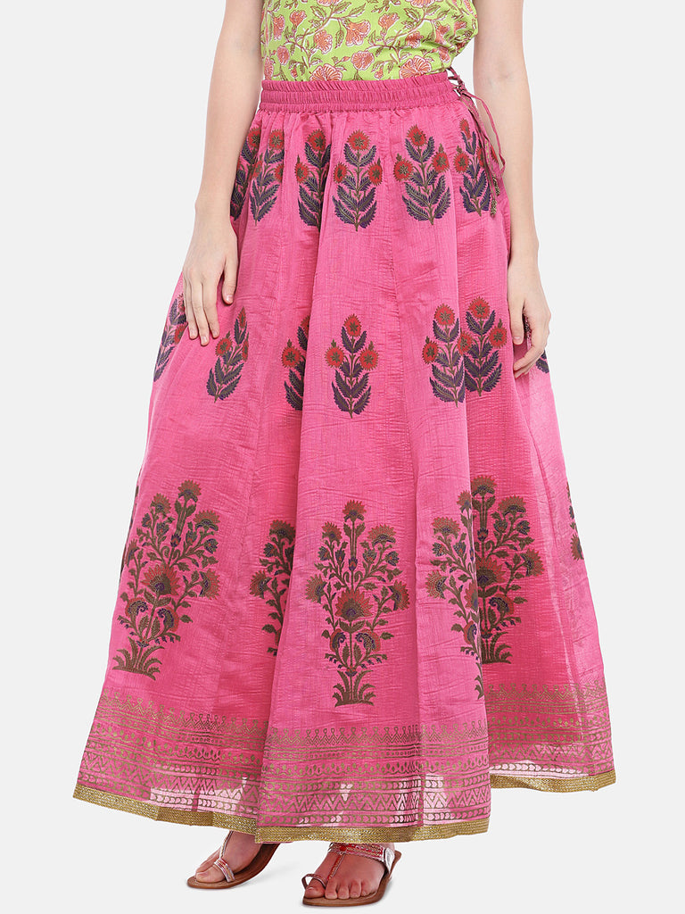 Women Kalidar Pink Skirt