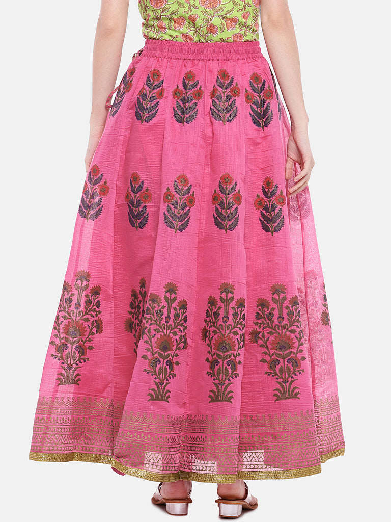 Women Kalidar Pink Skirt