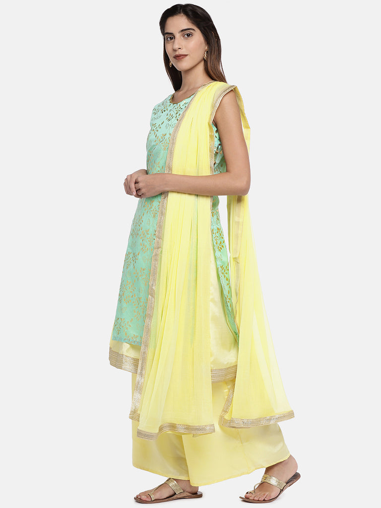 Women Twin Kurta Sleeveless Aqua Skd