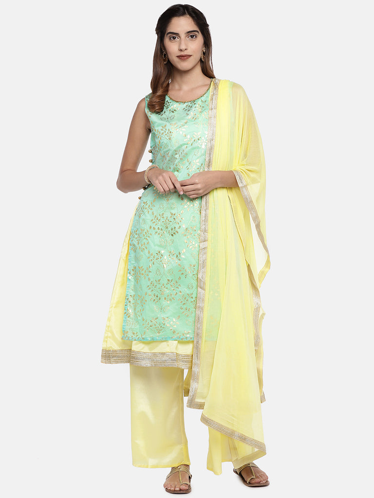Women Twin Kurta Sleeveless Aqua Skd