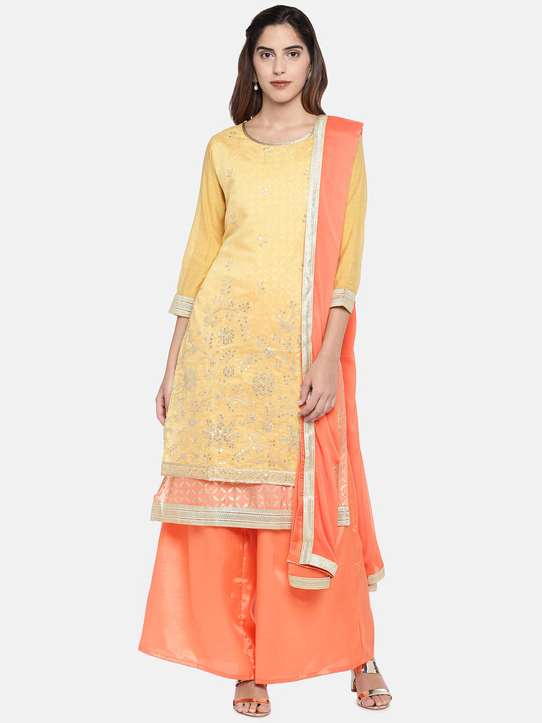 Women Twin Kurta Three-Fourth Peach Skd