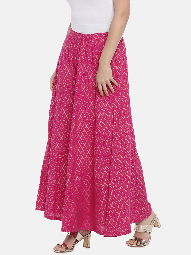 Women Flared Fuchsia Pallazzo