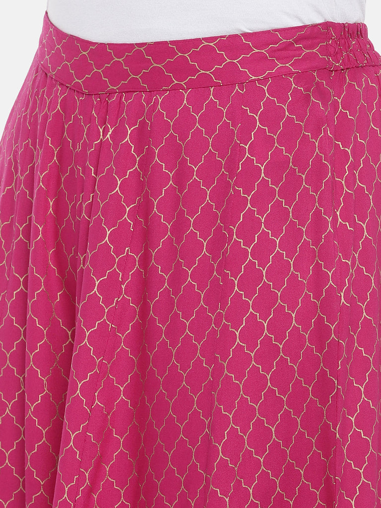Women Flared Fuchsia Pallazzo
