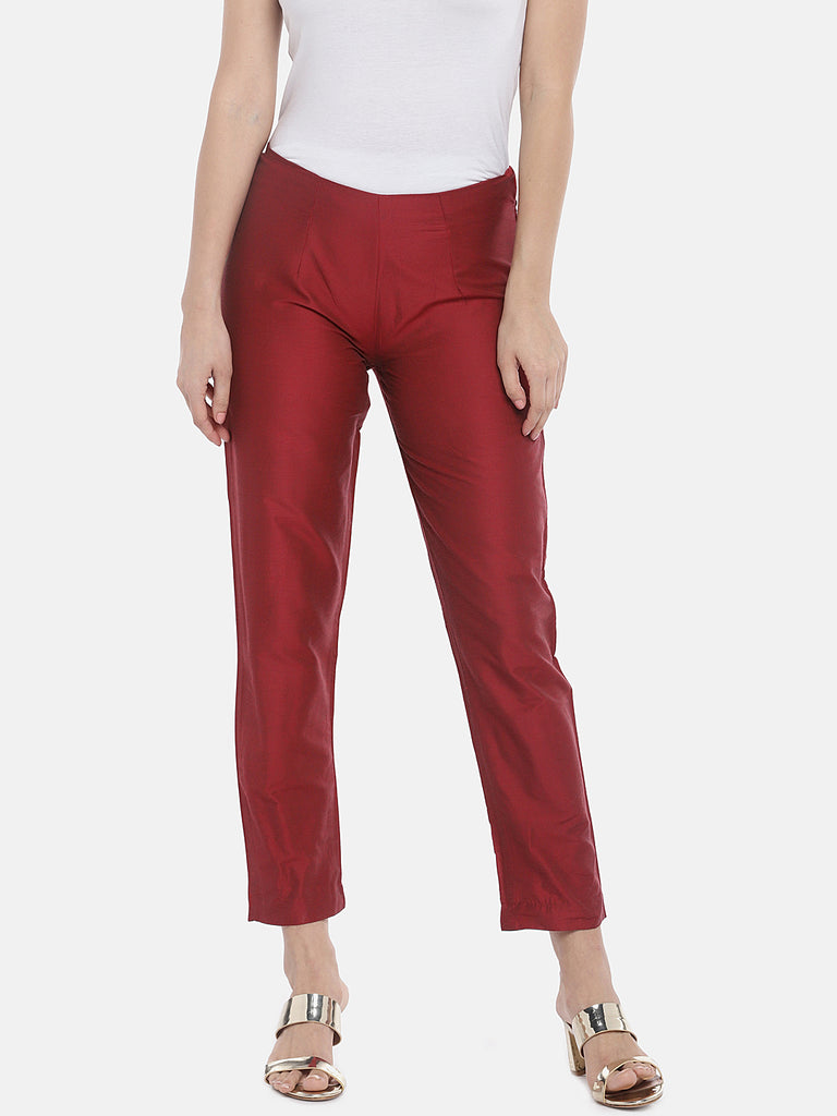 Women Pant Maroon Pants