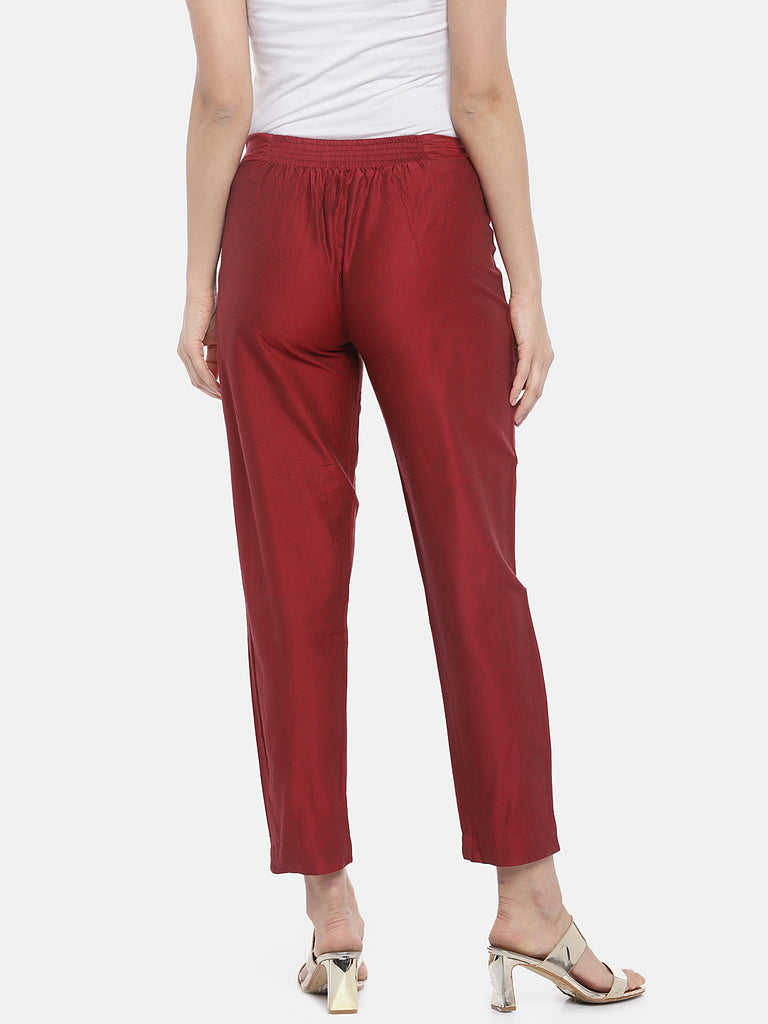 Women Pant Maroon Pants