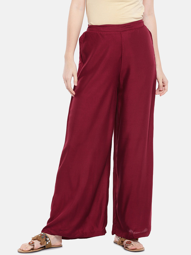 Core Women Flared Maroon Pallazzo